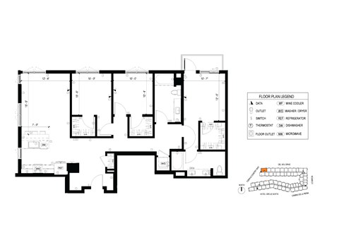 Floor plan for 3 beds, 2 baths, 1412 sqft
